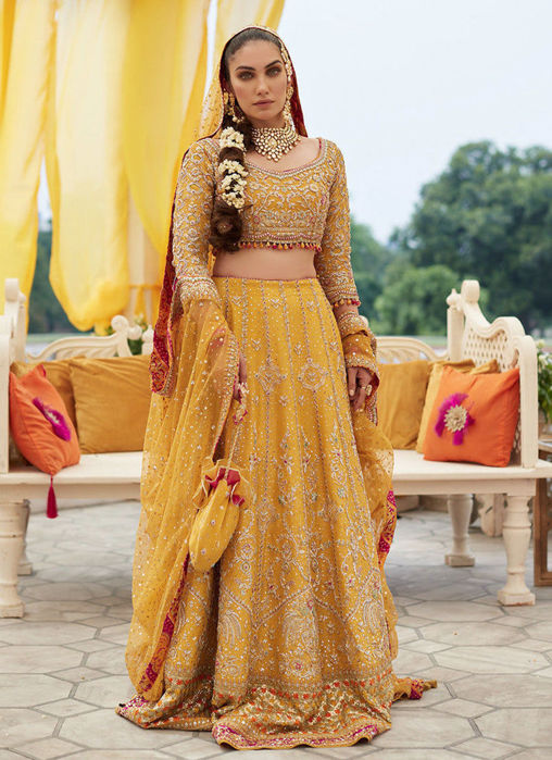 Picture of Marigold Bridal Lengha Choli
