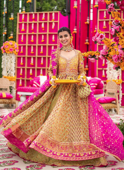 Zinnia Yellow-Kiwi-Magenta kalidaar