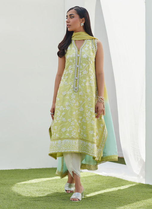 Picture of Pear Embroidered Silk Shirt and Dupatta
