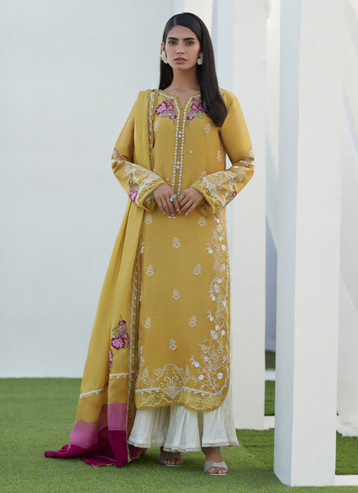 Picture of Tinsley Kiwi Embroidered Silk Shirt and Dupatta