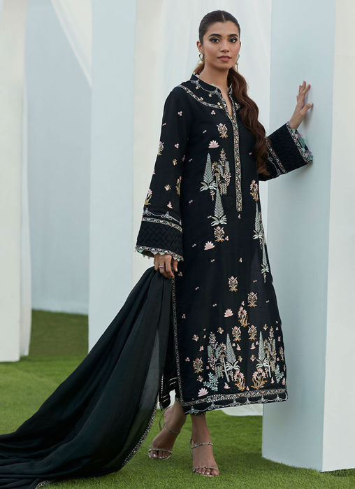 Picture of Petra Black Embroidered Shirt and Dupatta