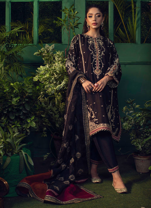 Picture of Vida Black kurta with Black organza embroidered dupatta