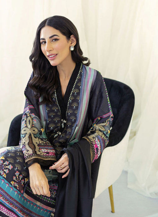Raquel Onyx Silk Shirt and Dupatta