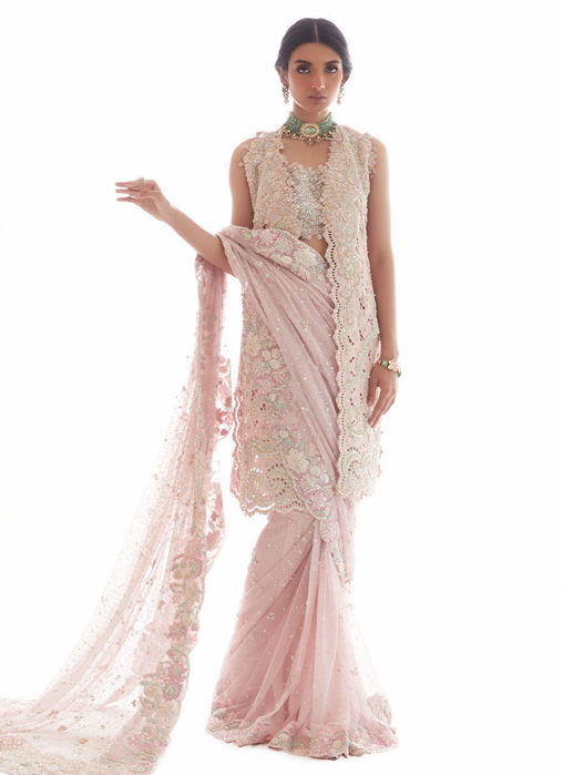 Picture of Rosa Dreamweave Saree with Cutwork embellished jacket