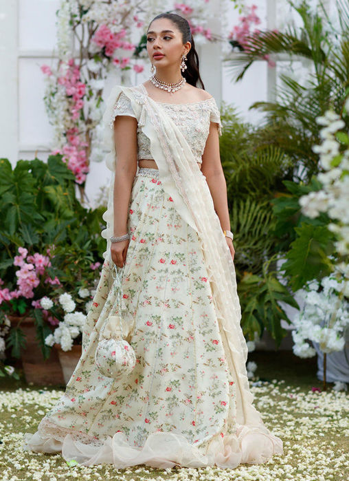 Picture of Daphne Crème Printed Rosette Lehenga