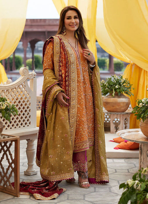 Picture of Reema Mayun Orange Kurta Izaar Dupatta