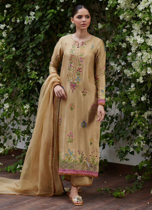 Picture of Sintra embroidered raw silk shirt and dupatta