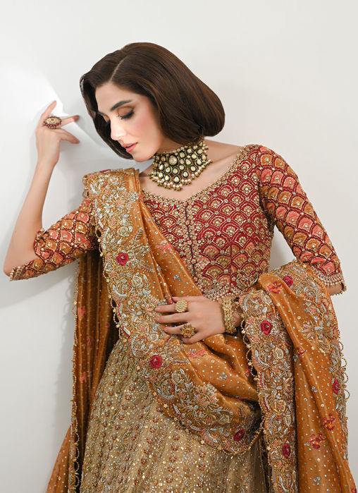 Lila gold lehnga choli bridal