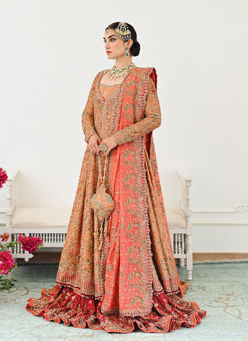 Sitara kalidaar front open bridal with farshi lehnga