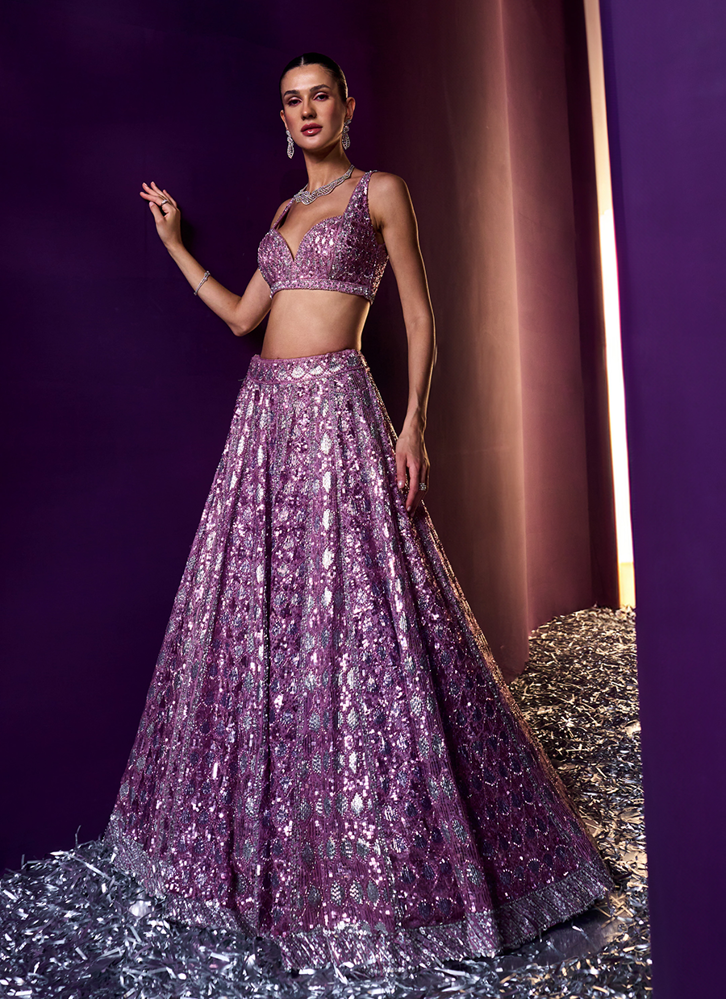 Picture of Periwinkle Organza Lehenga Set