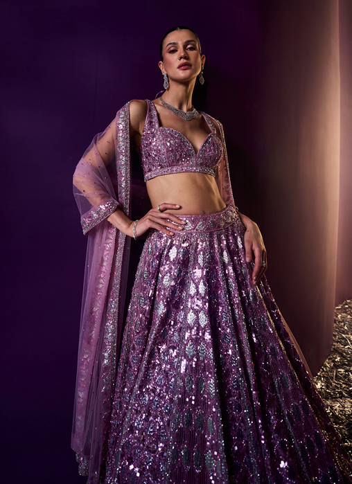 Periwinkle Organza Lehenga Set