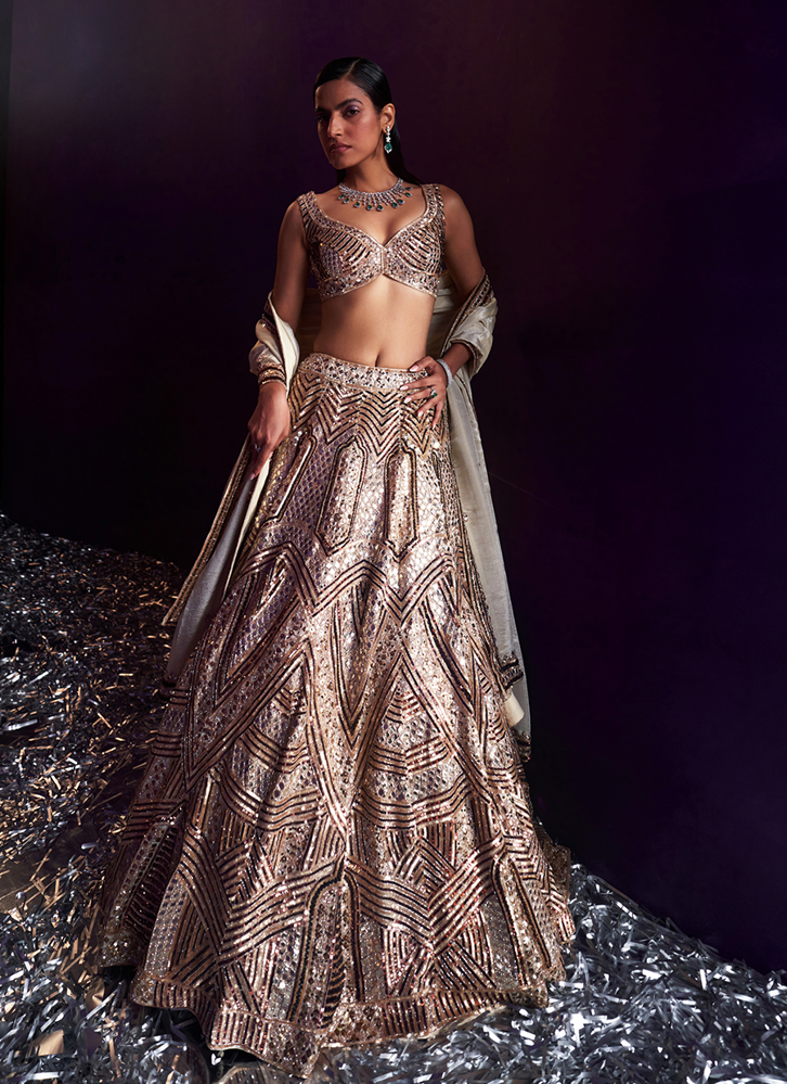 Picture of Gold Tissue Lehenga Set