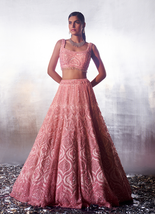 Picture of Blush Pink Net Lehenga Set