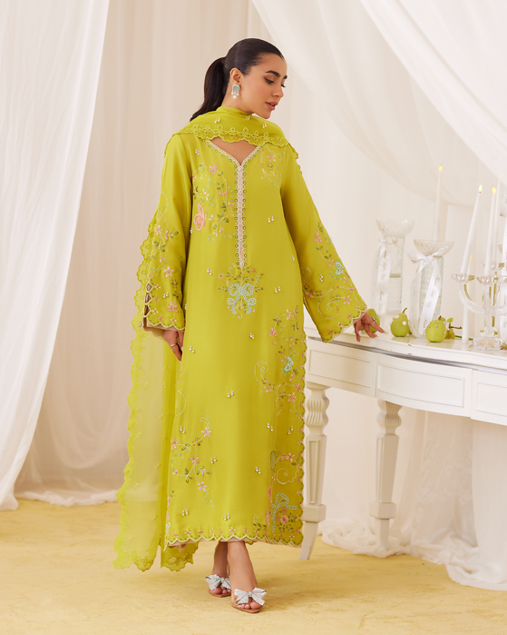 Picture of Marija Kiwi Green Embroidered Shirt And Dupatta