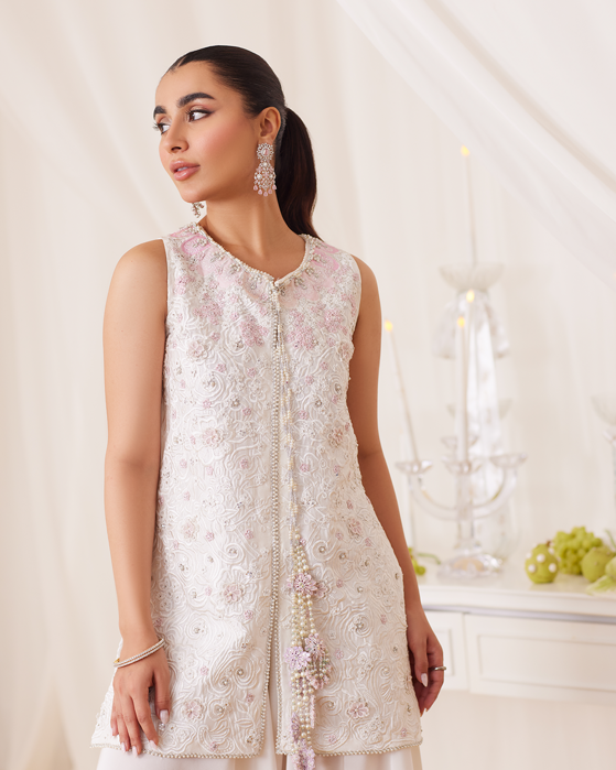 Picture of Zana Pearl White Hand Embellished Shirt