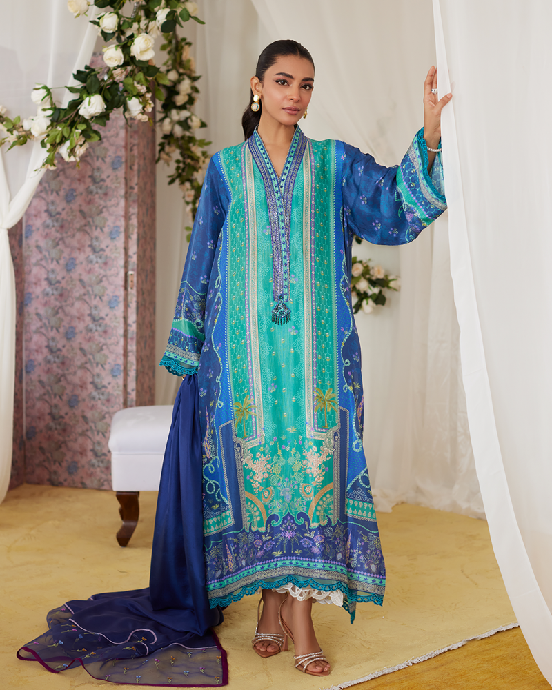Picture of Miro Printed Raw Silk Shirt And Dupatta