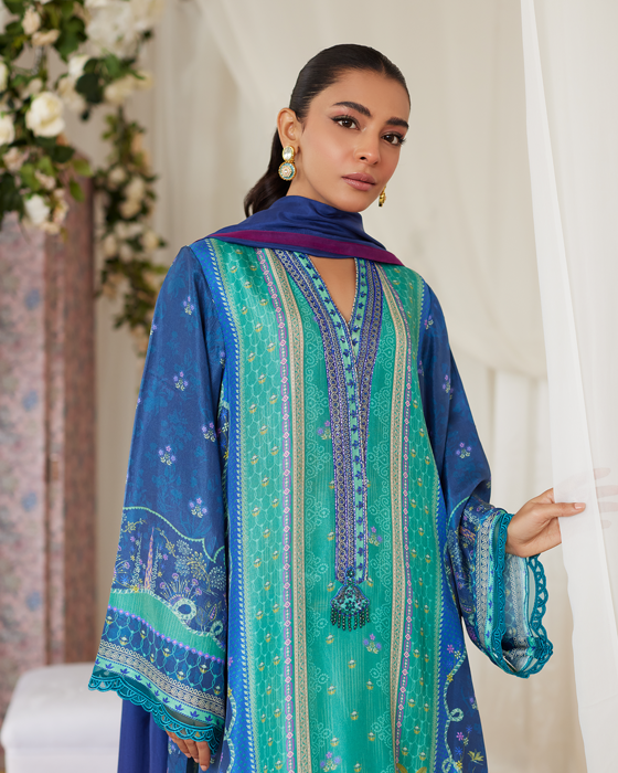 Miro Printed Raw Silk Shirt And Dupatta