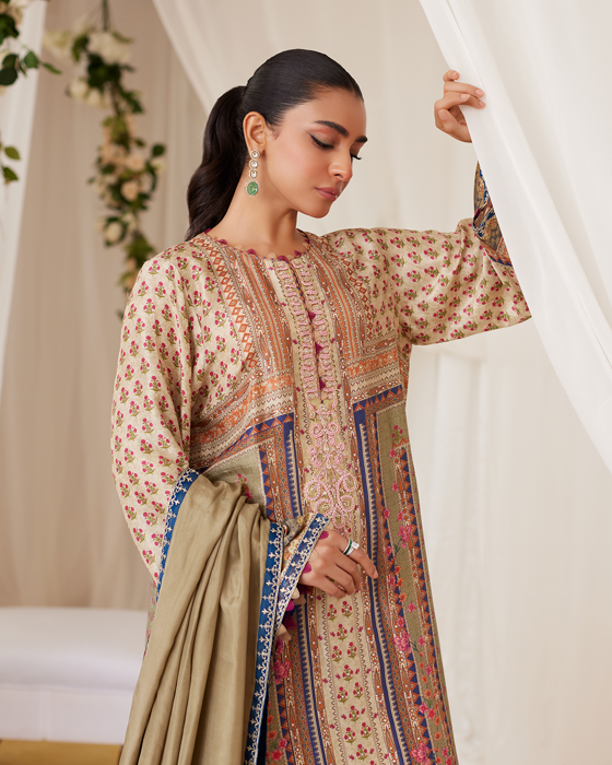 Reen Printed Raw Silk Shirt And Dupatta