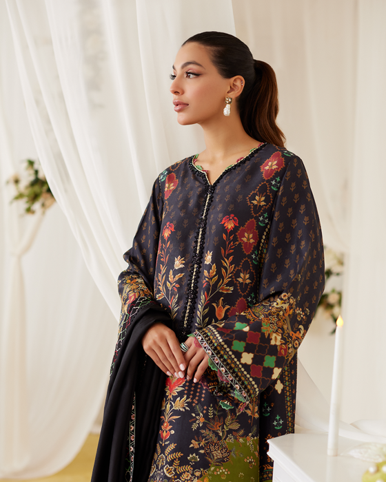 Maala Printed Raw Silk Shirt And Dupatta
