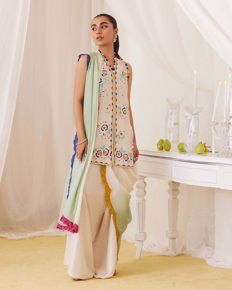 Picture of Cleo Ivory Embroidery Shirt And Dupatta