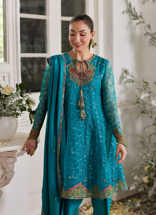 Ivalia Teal Shirt and Dupatta