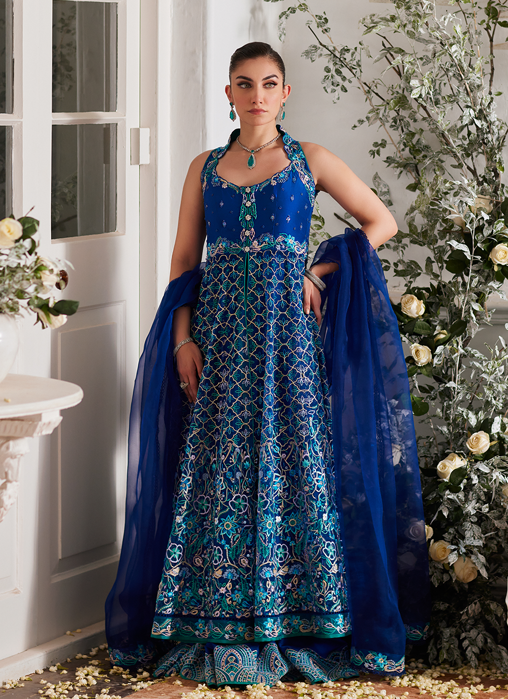 Picture of Nuwara Ink Blue Kalidaar and Dupatta