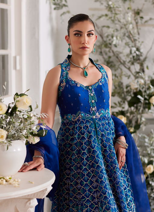 Nuwara Ink Blue Kalidaar and Dupatta