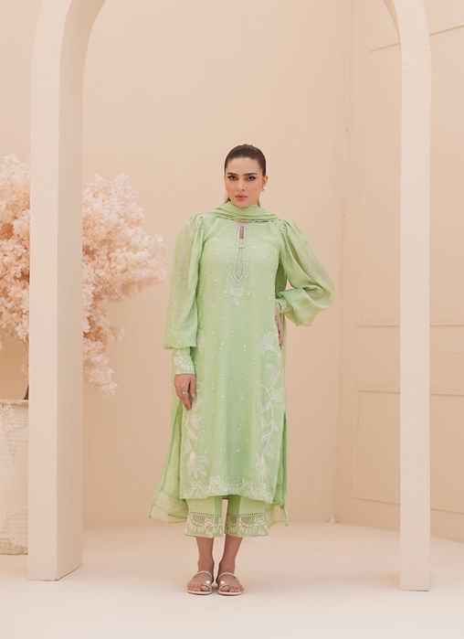 Picture of Serena Apple Green Embroidered Shirt and Dupatta