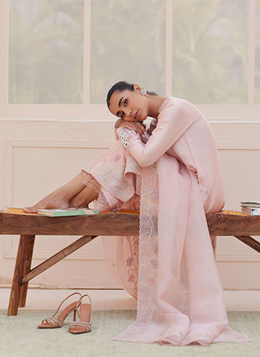 Aurora Pastel Pink Shirt and Dupatta