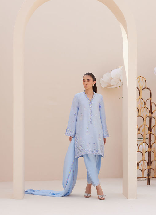 Picture of Bettie Cornflower Blue Shirt and Dupatta