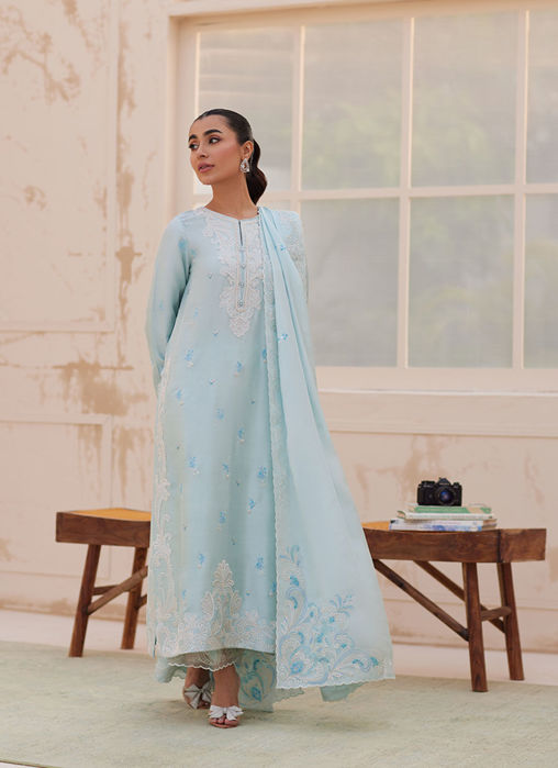 Carla Powder Blue Shirt and Dupatta