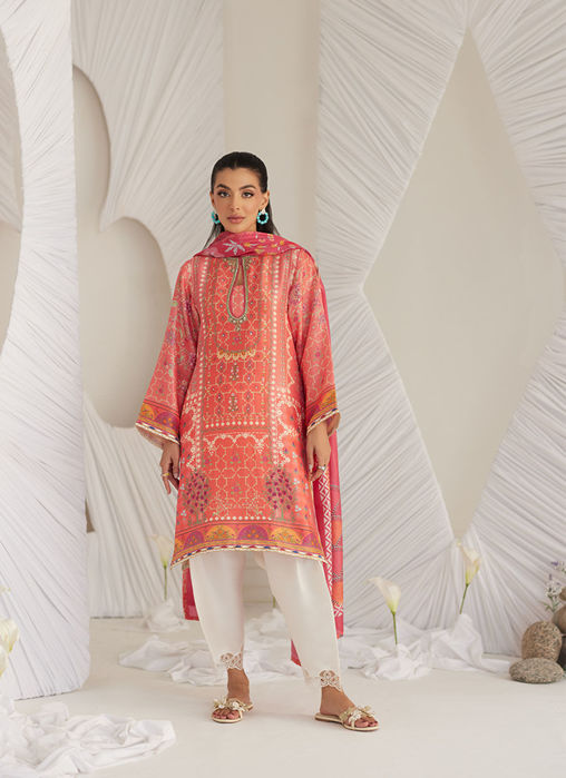 Lillia Tangerine Shirt and Dupatta