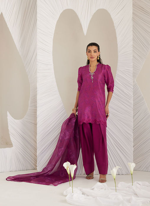 Sev Magenta Shirt and Dupatta