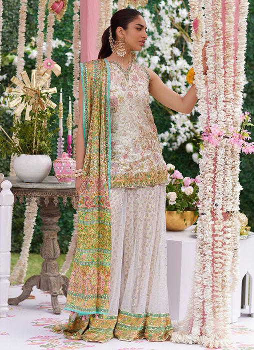 Picture of Alvira Ivory Short Shirt and Lehnga