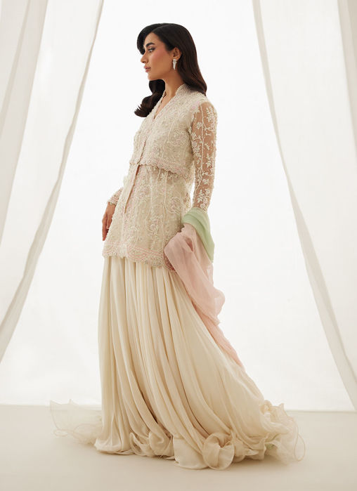 Picture of Zariah Ivory Peplum, Lehenga And Dupatta