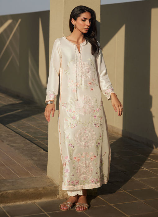 Picture of Coraline Ivory Silk Kaftan