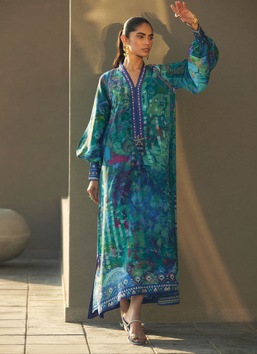 Picture of Tulum Blue Crepe Kaftan