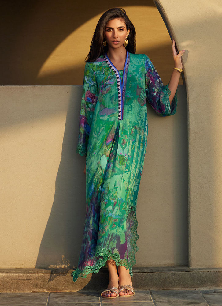 Picture of Ariel Emerald Crepe Kaftan