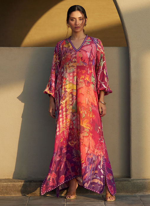 Picture of Mischa Magenta Crepe Kaftan