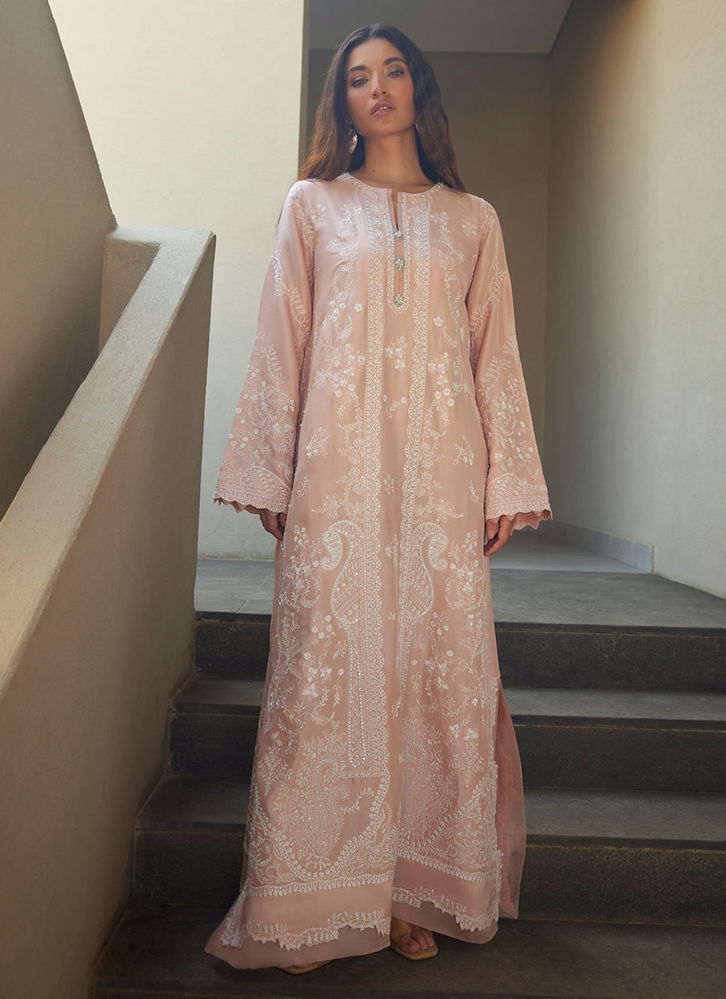 Picture of Nami Pale Pink Silk Kaftan