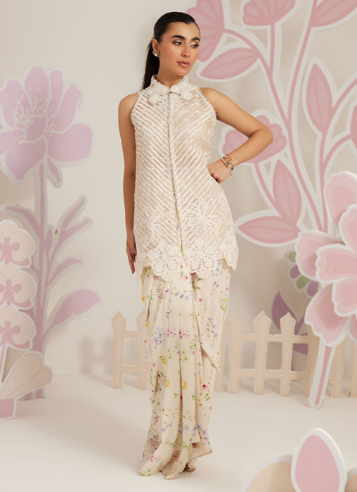 Picture of Isobel Jacket with Ivory Printed Crepe Skirt