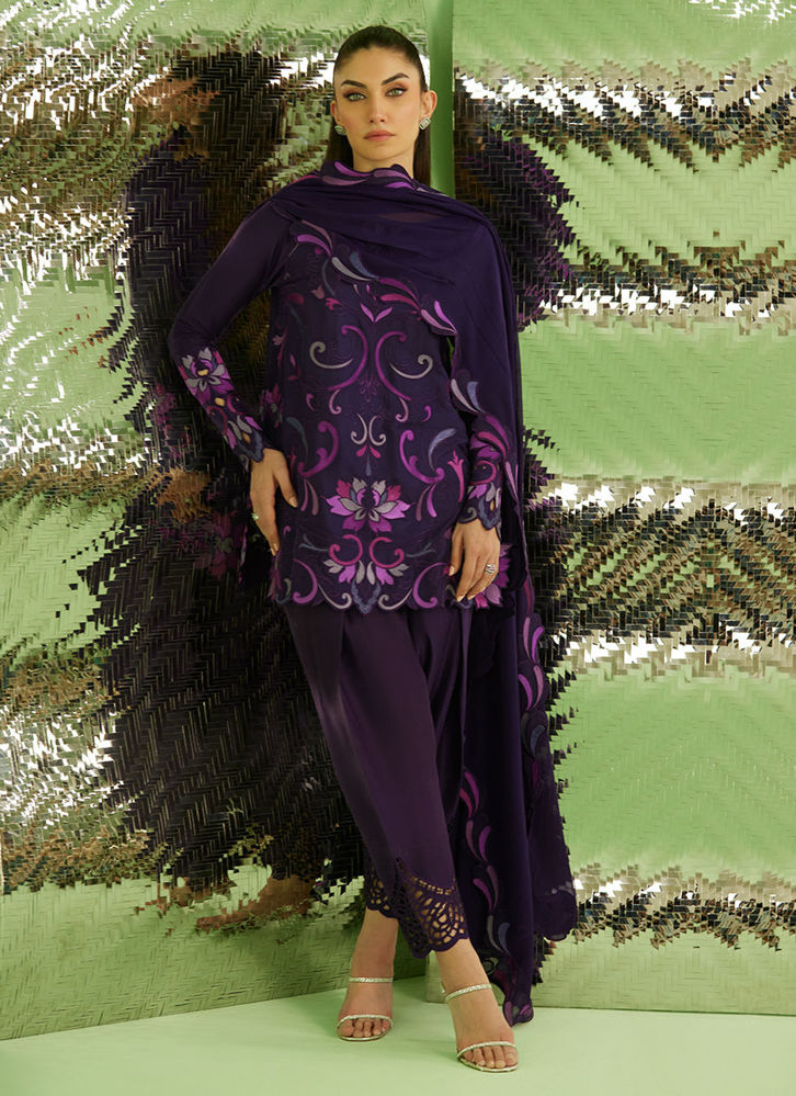 Picture of Noir Aubergibe Shirt With Drape Dupatta And Pants