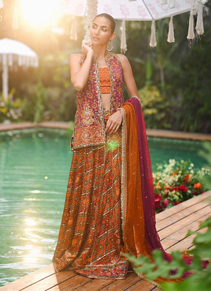 Picture of Corina Open Front Jacket And Lehnga