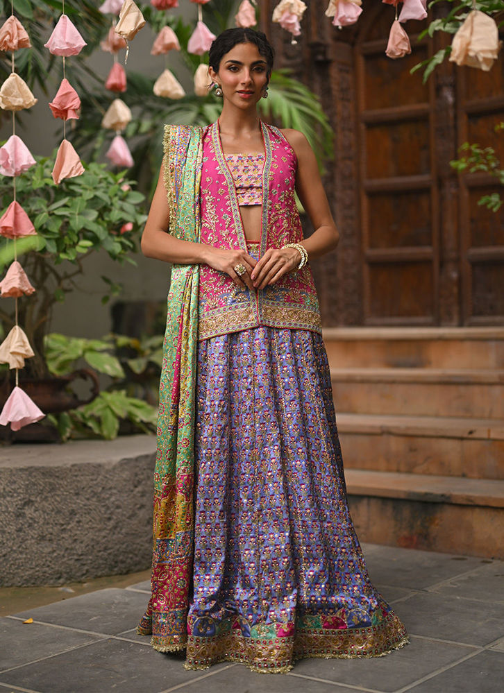 Picture of Serah Open Cape And Lehnga