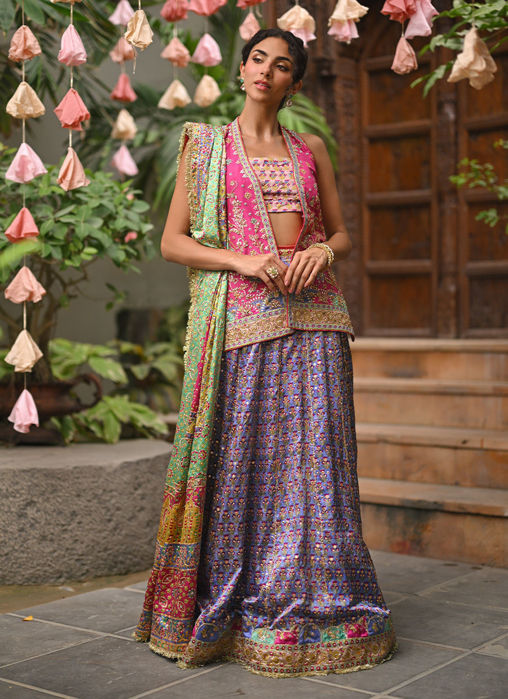 Serah Open Cape And Lehnga